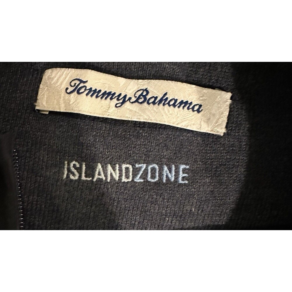 Tommy Bahama Quarter Zip Mens Large Blue Knit Long Sleeve Pullover Sweatshirt - Picture 3 of 9